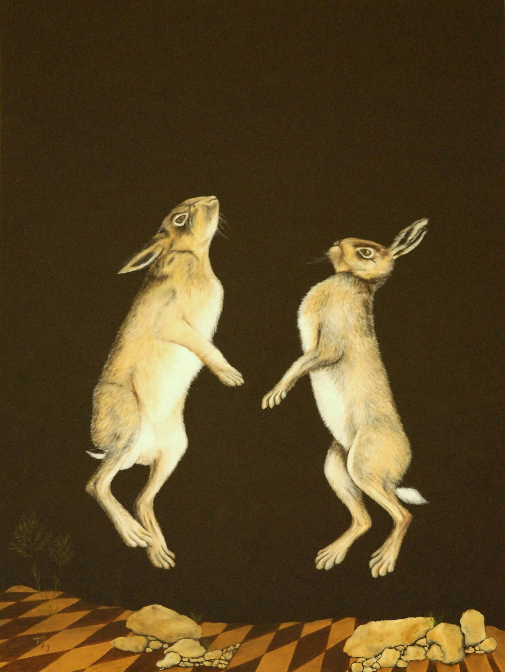 Rabbits in Black | 15" x 11" | oil on panel