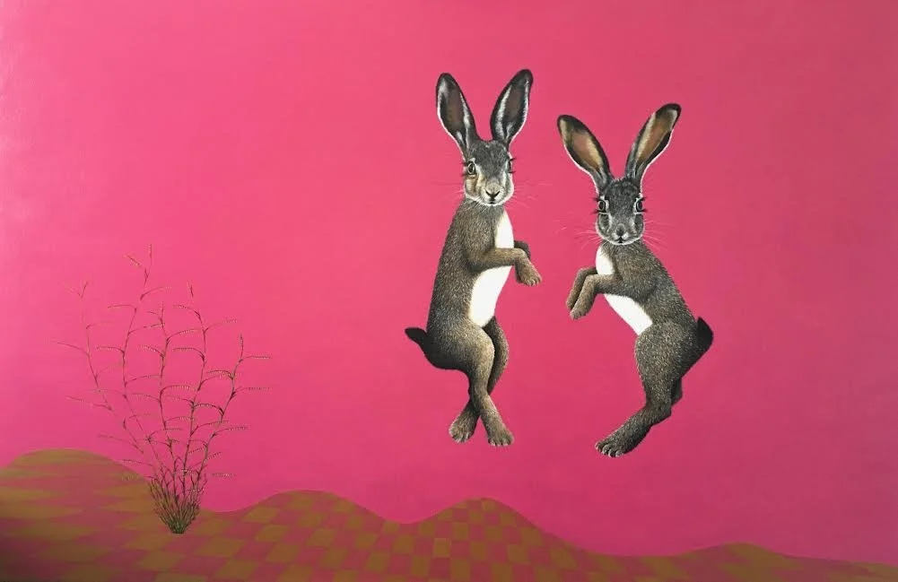 Rabbits In Pink | 36" x 48" | oil on canvas