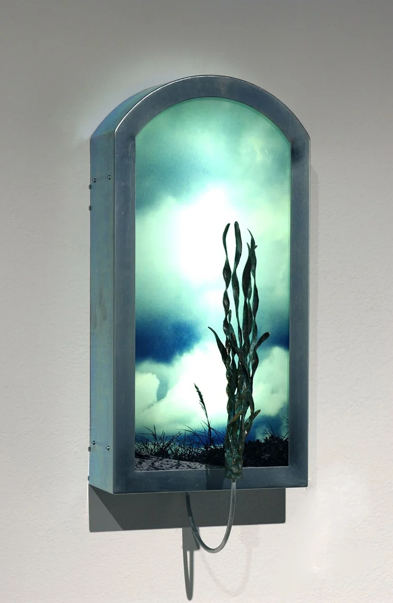 Sanprix  | 32" x 14" x 12" | duratrans print, zinc plated steel, bronze, light, Plexiglas