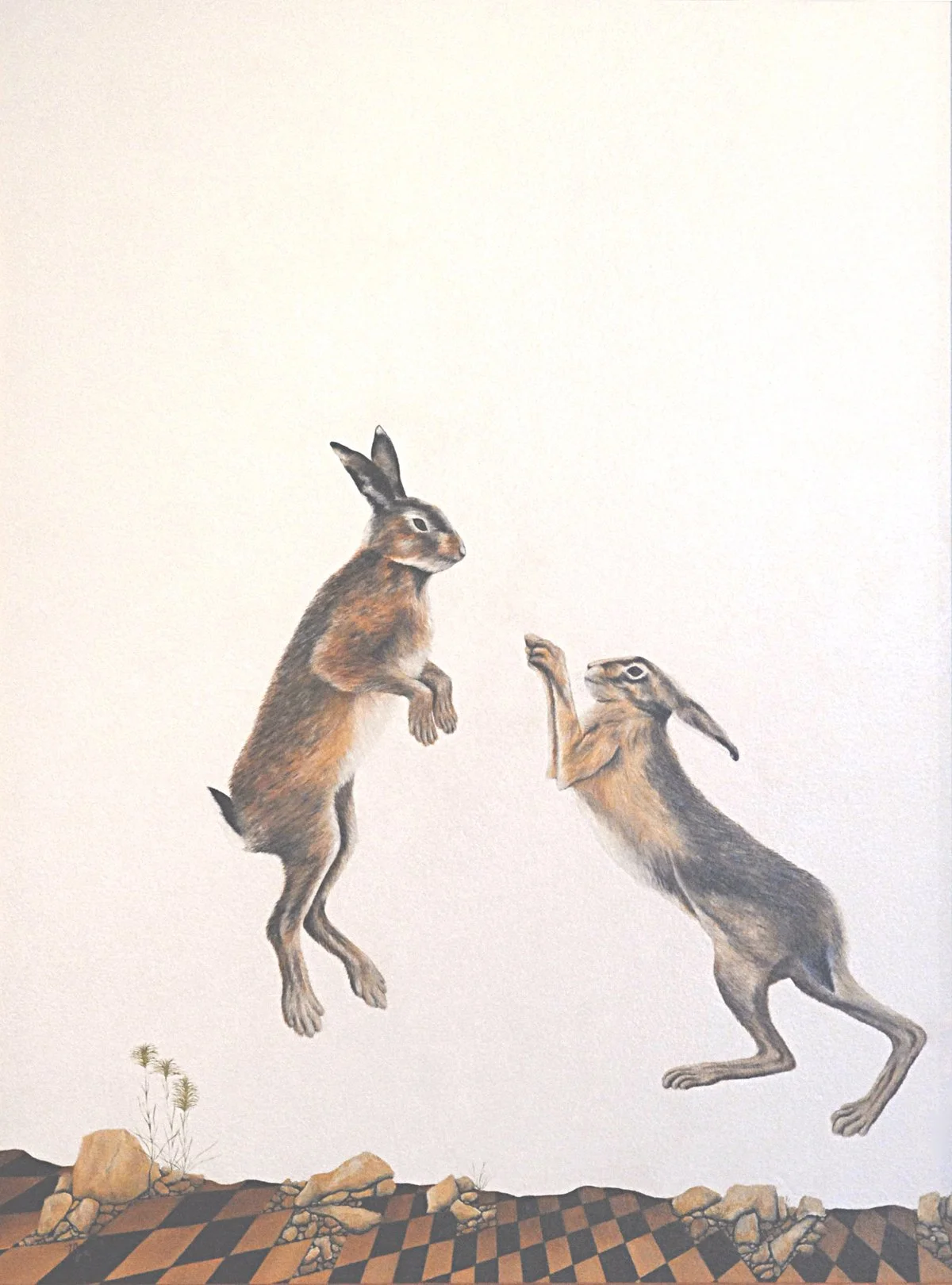 Rabbits In White | 24" x 18" | oil on panel