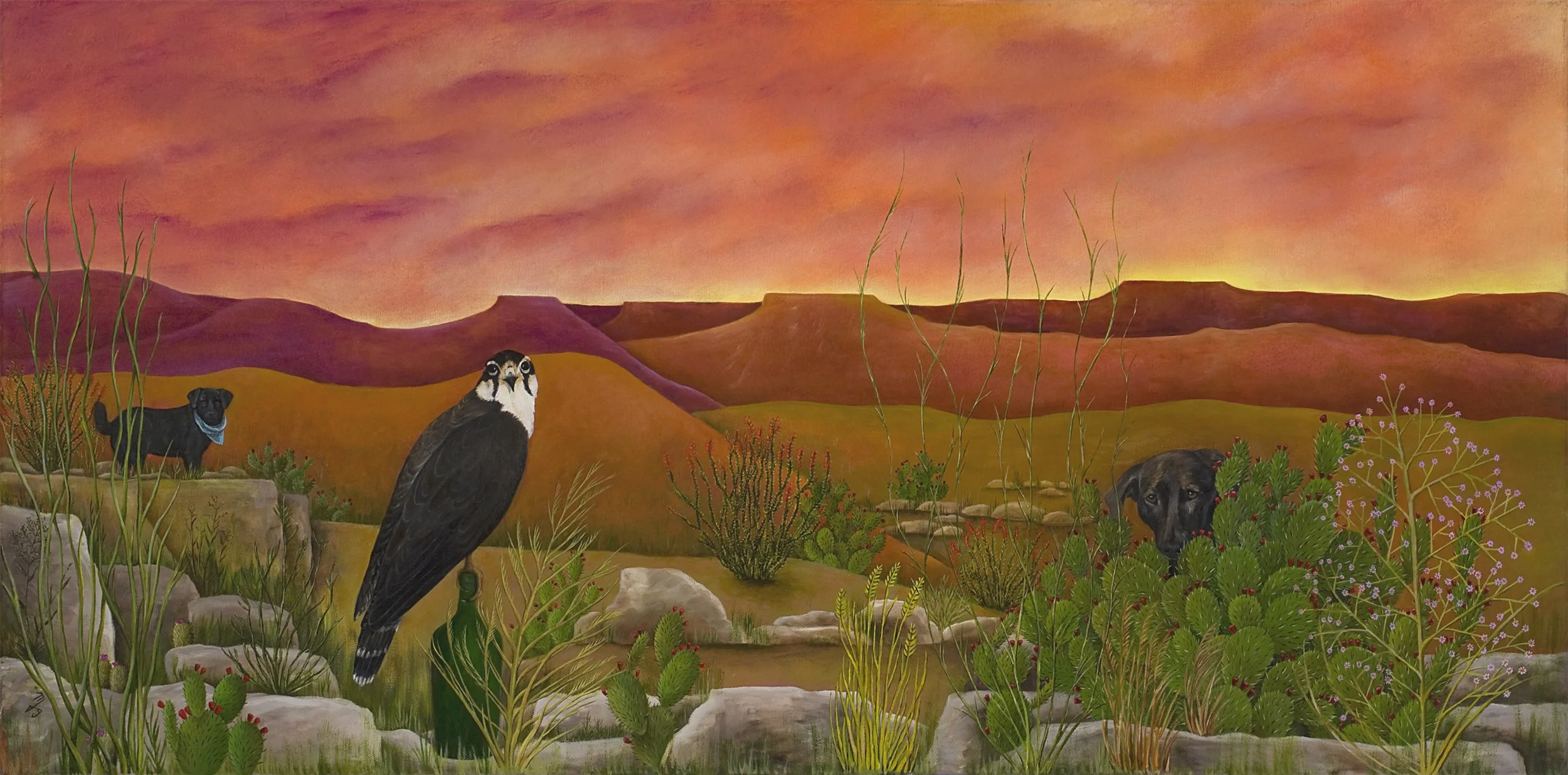 Ella and Esme at Dusk | 18" x 36" | oil on canvas