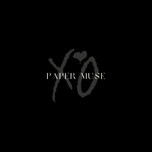 Black background with a grey hand-drawn heart shape and the words 'Paper Muse' in white across the center.