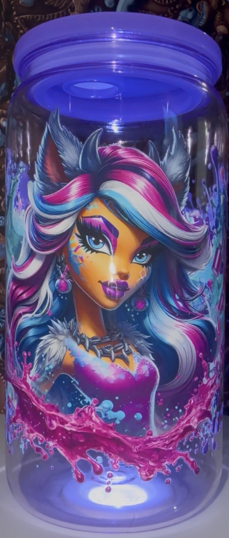 16oz Purple Monster High Acrylic Kids Tumbler