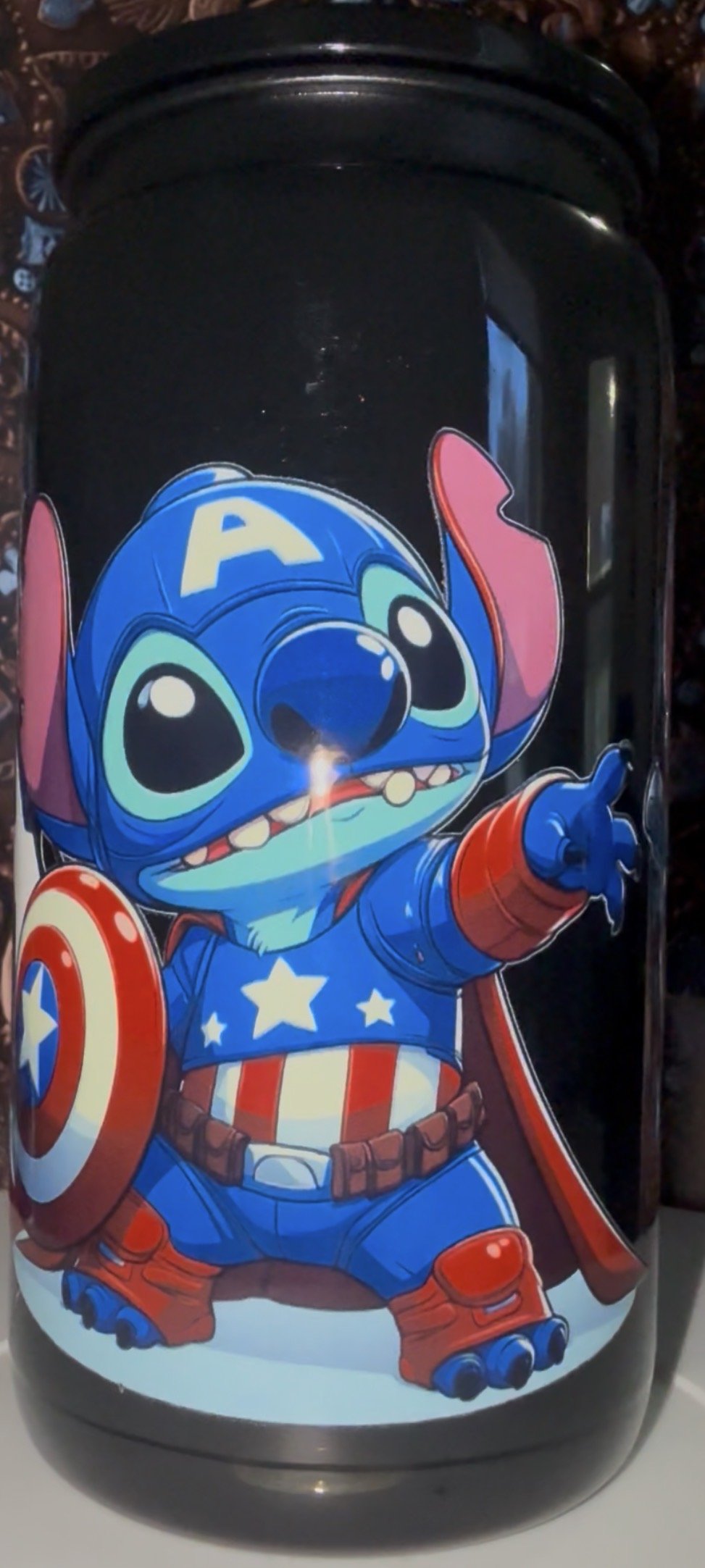 16oz Stitch Dressed as Captain America Kids Acrylic Tumbler