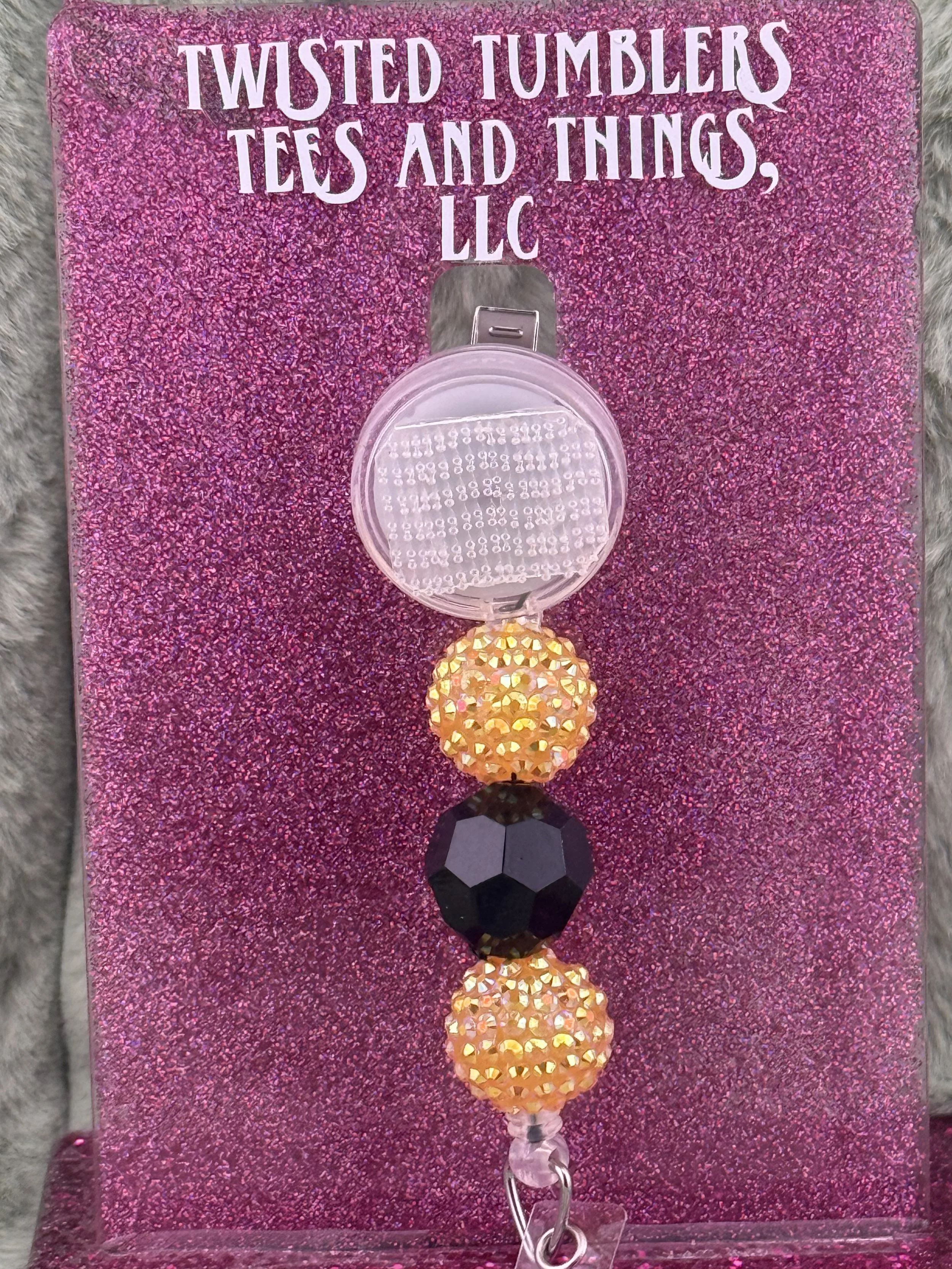 Vibrant Yellow & Black Beaded Badge Reel