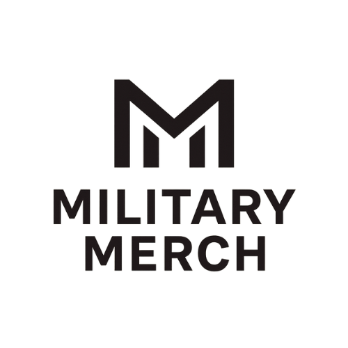 Military Merch logo with a stylized M symbol and the text 'Military Merch' underneath.