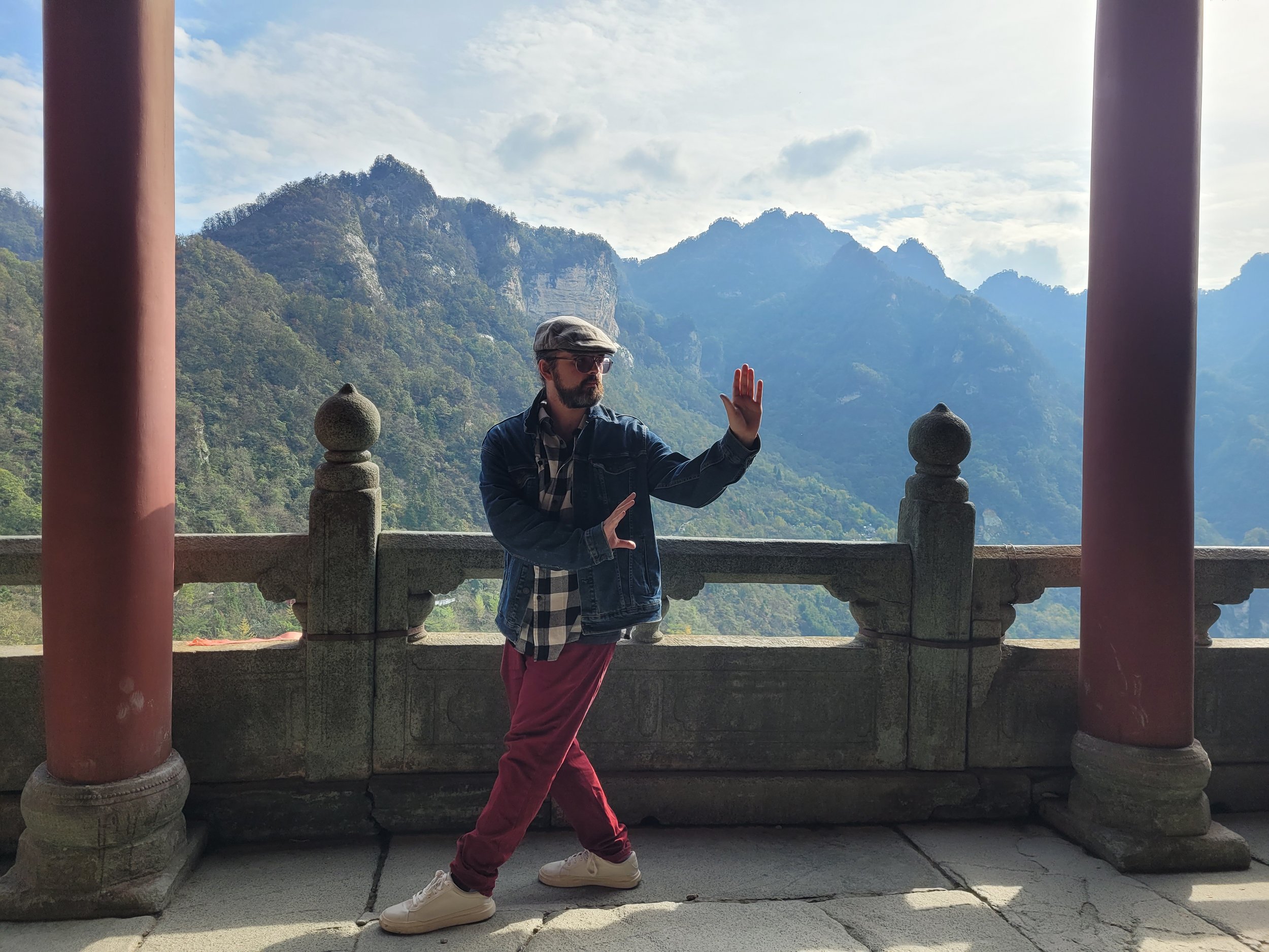 Jack doing a bagua pose at wutang mountain