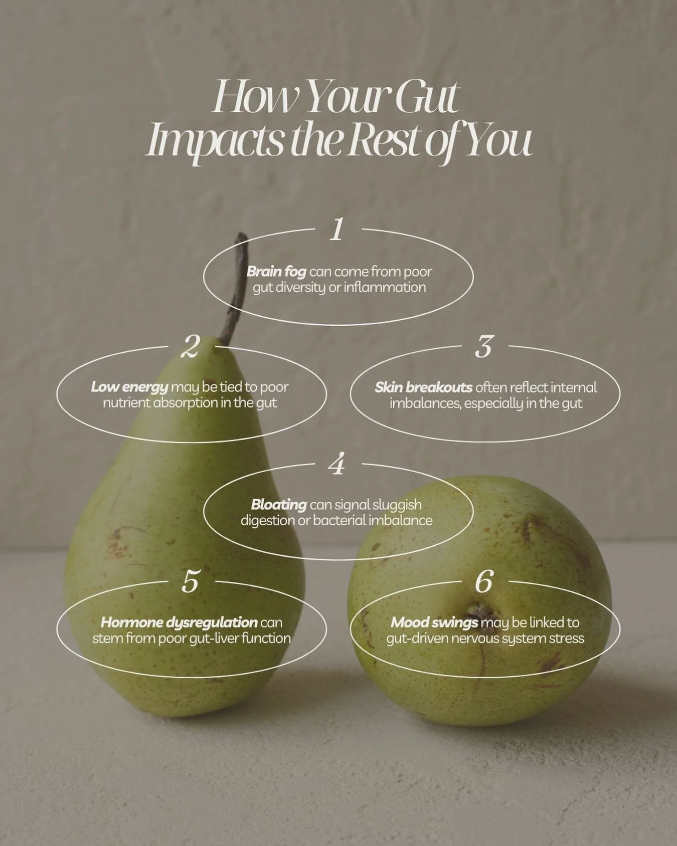 Your gut isn&rsquo;t just about digestion&mdash;it&rsquo;s at the center of everything.

From brain fog to breakouts, low energy to mood swings&hellip; your body is always communicating. The question is&mdash;are you listening?

✨Brain fog can come f