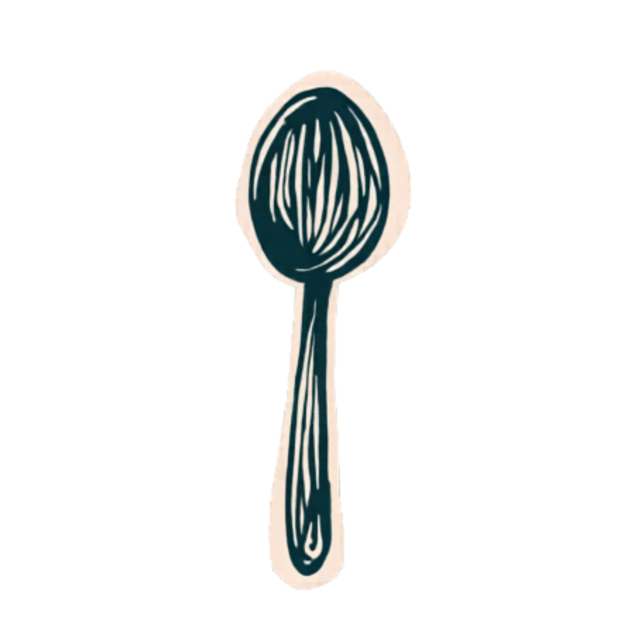 An illustrated drawing of a spoon.