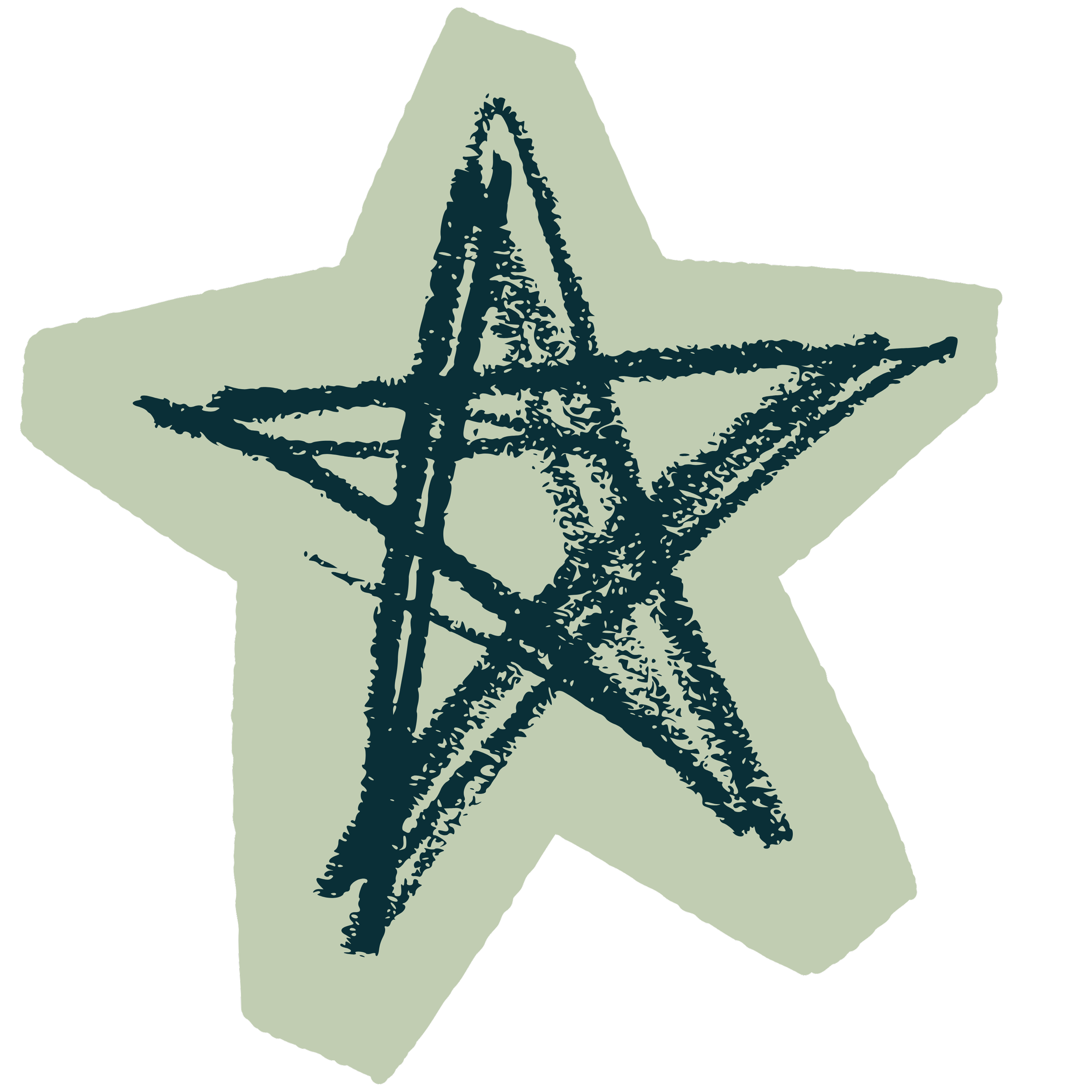 Illustration of a star superimposed on a greenish background.