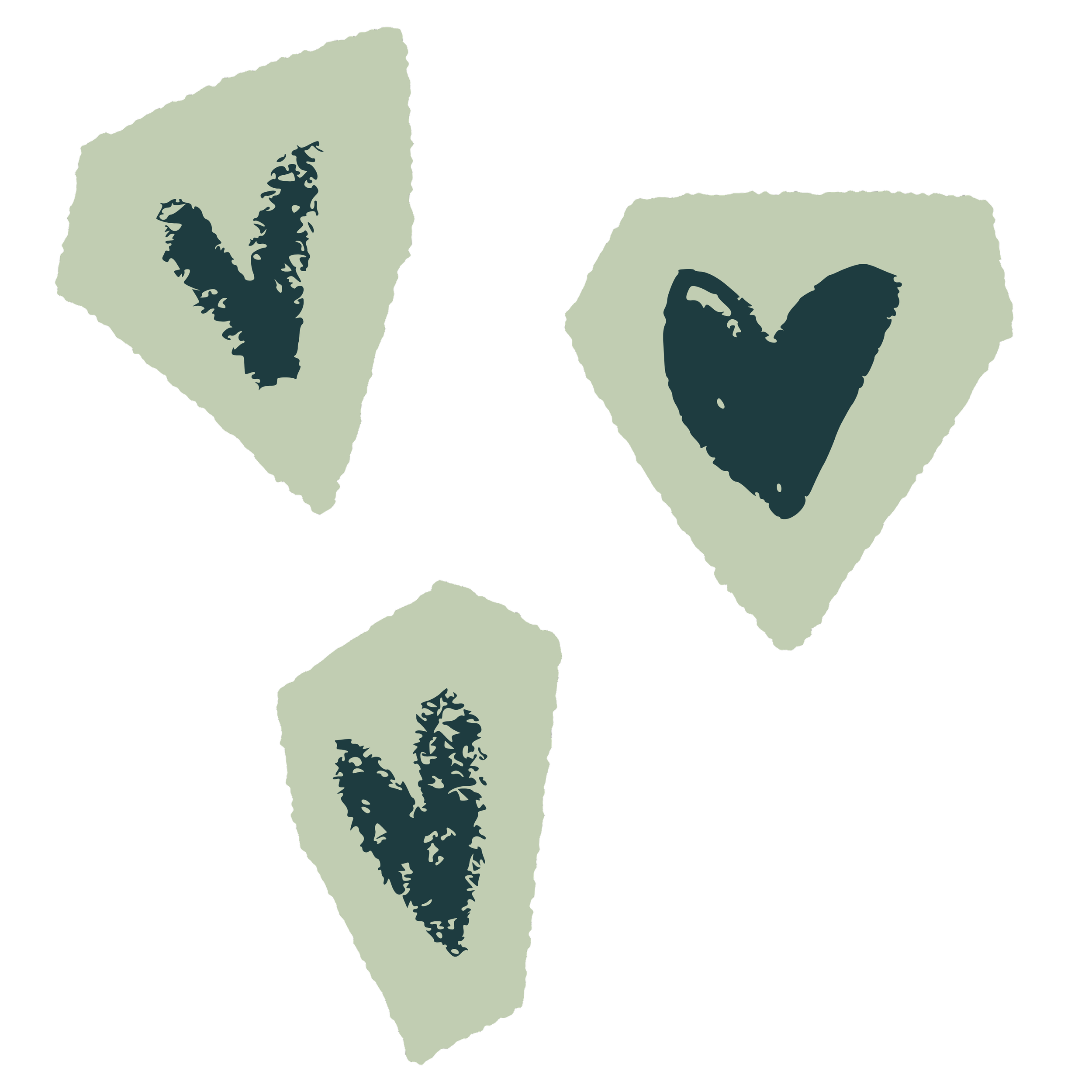 Three illustrated hearts.