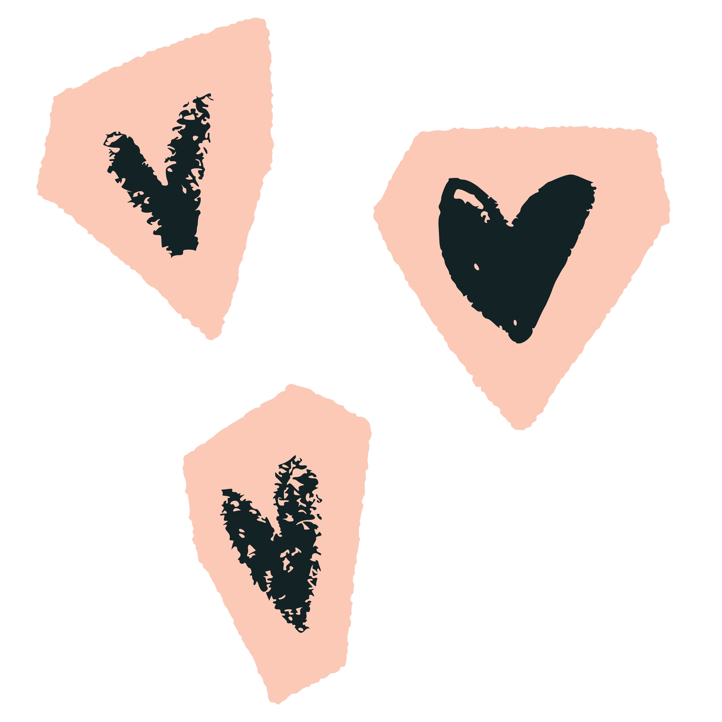Illustration of three hearts.
