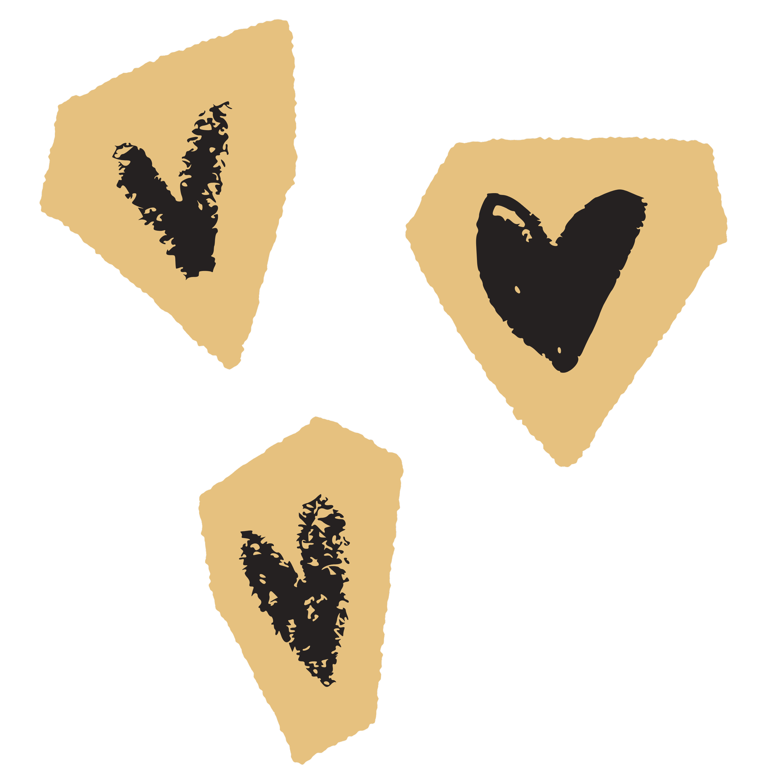 Three illustrated hearts.