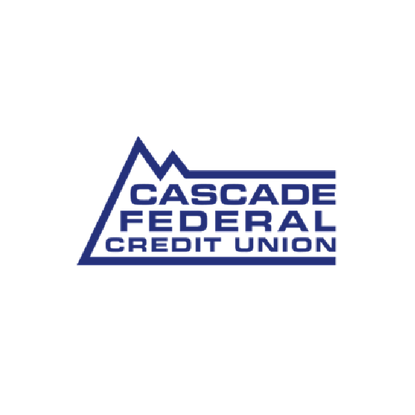 Logo of Cascade Federal Credit Union with mountain graphic and blue text