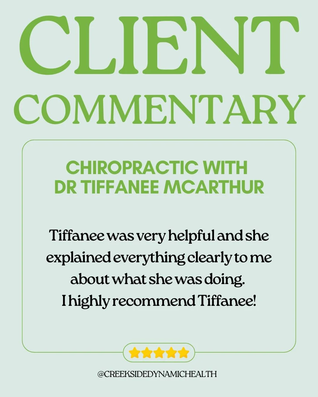 Client Commentary - Dr. Tiffanee McArthur ⭐️