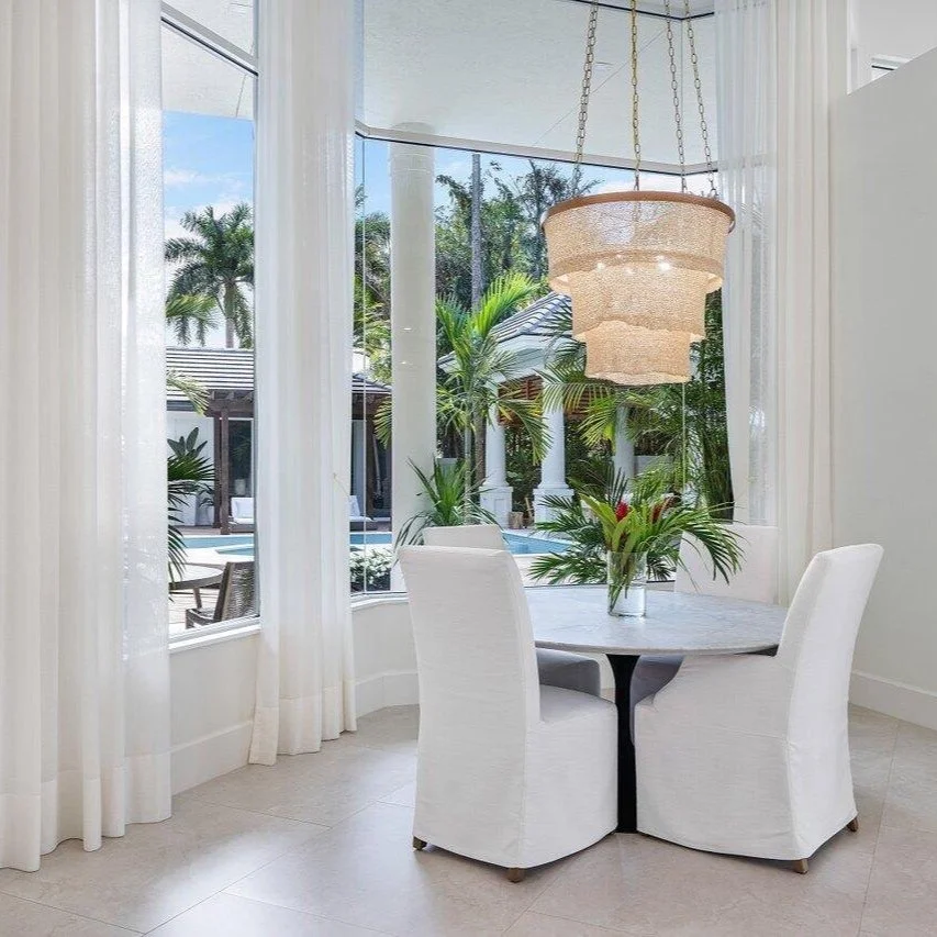 high end breakfast room with soft natural and luxury materials