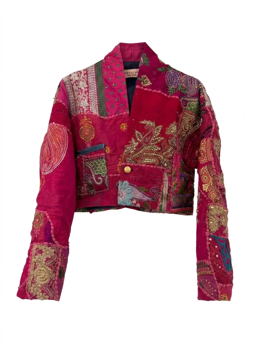 Fuchsia & Gold Sequence Short Riding Jacket
