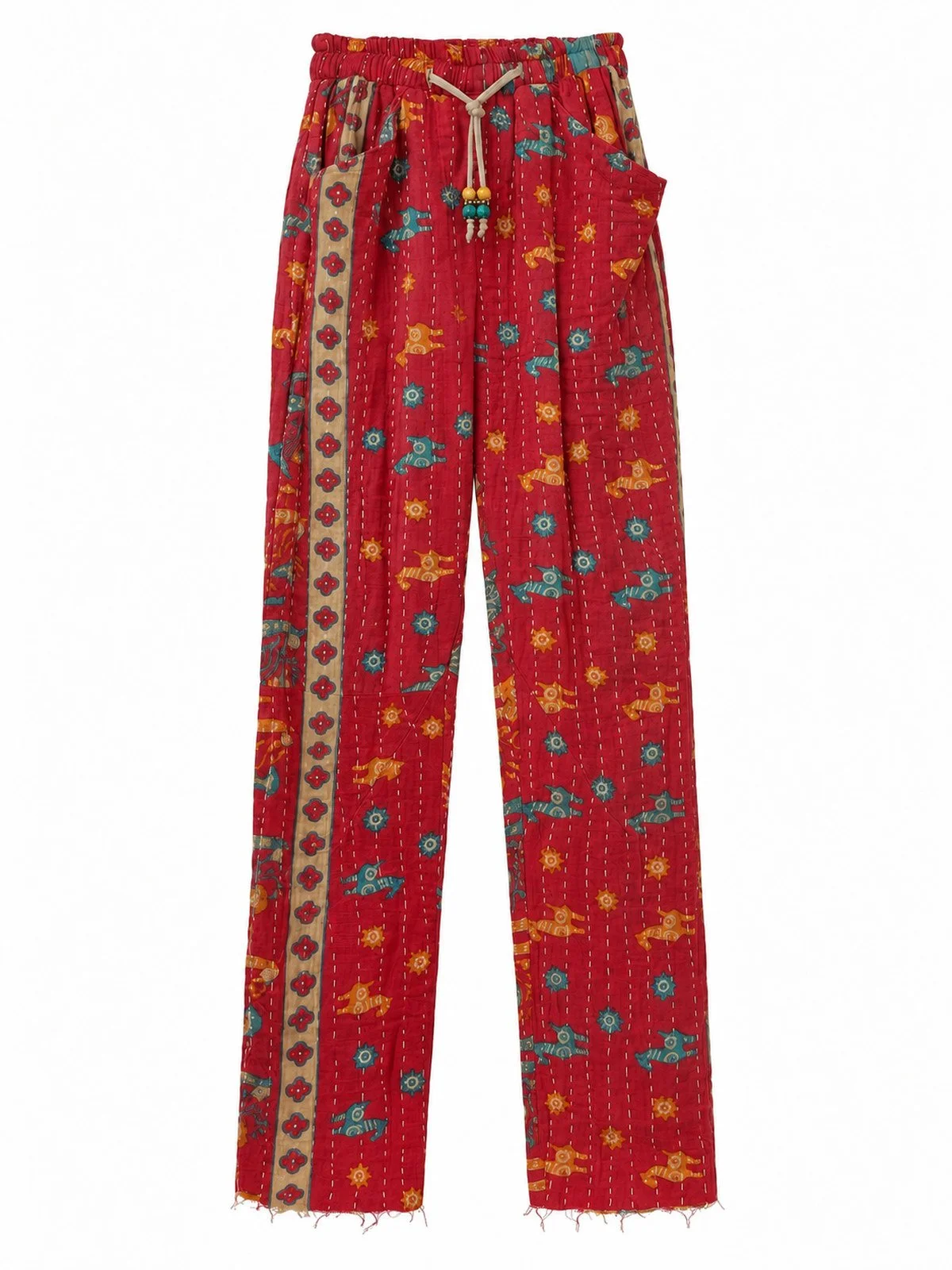 High Waisted Straight Leg Drawstring Pant 007