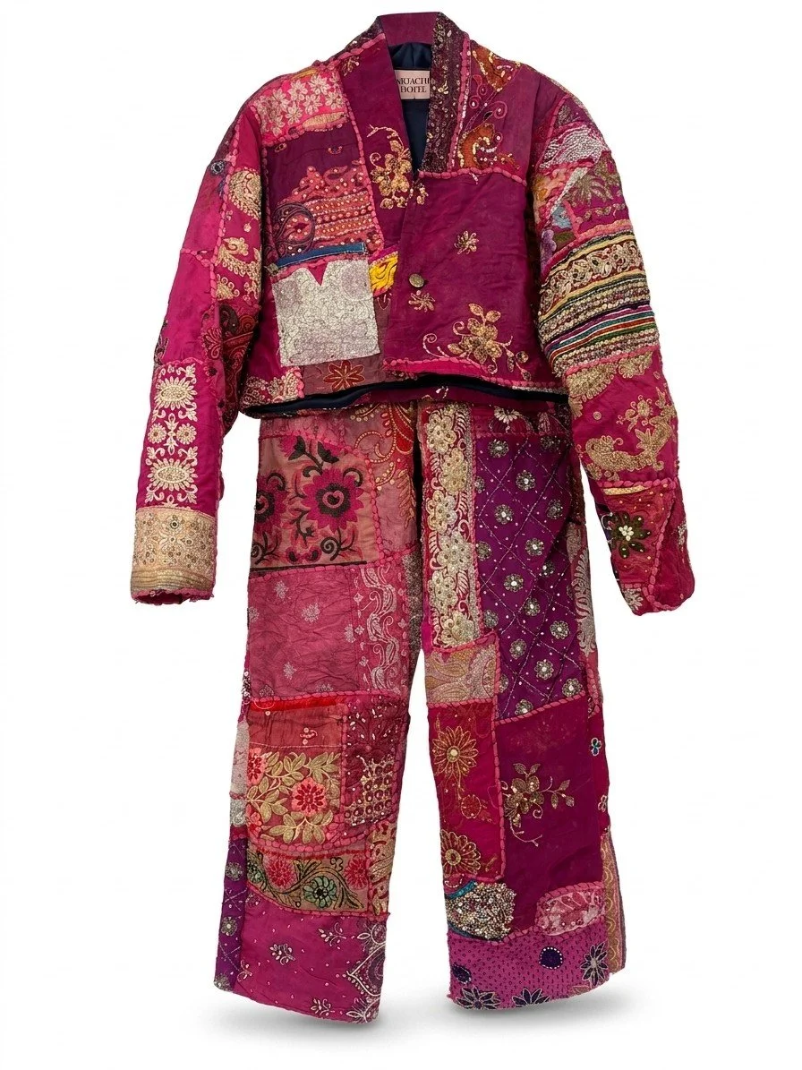 Fuchsia Zardozi Sequence Patchwork Suit