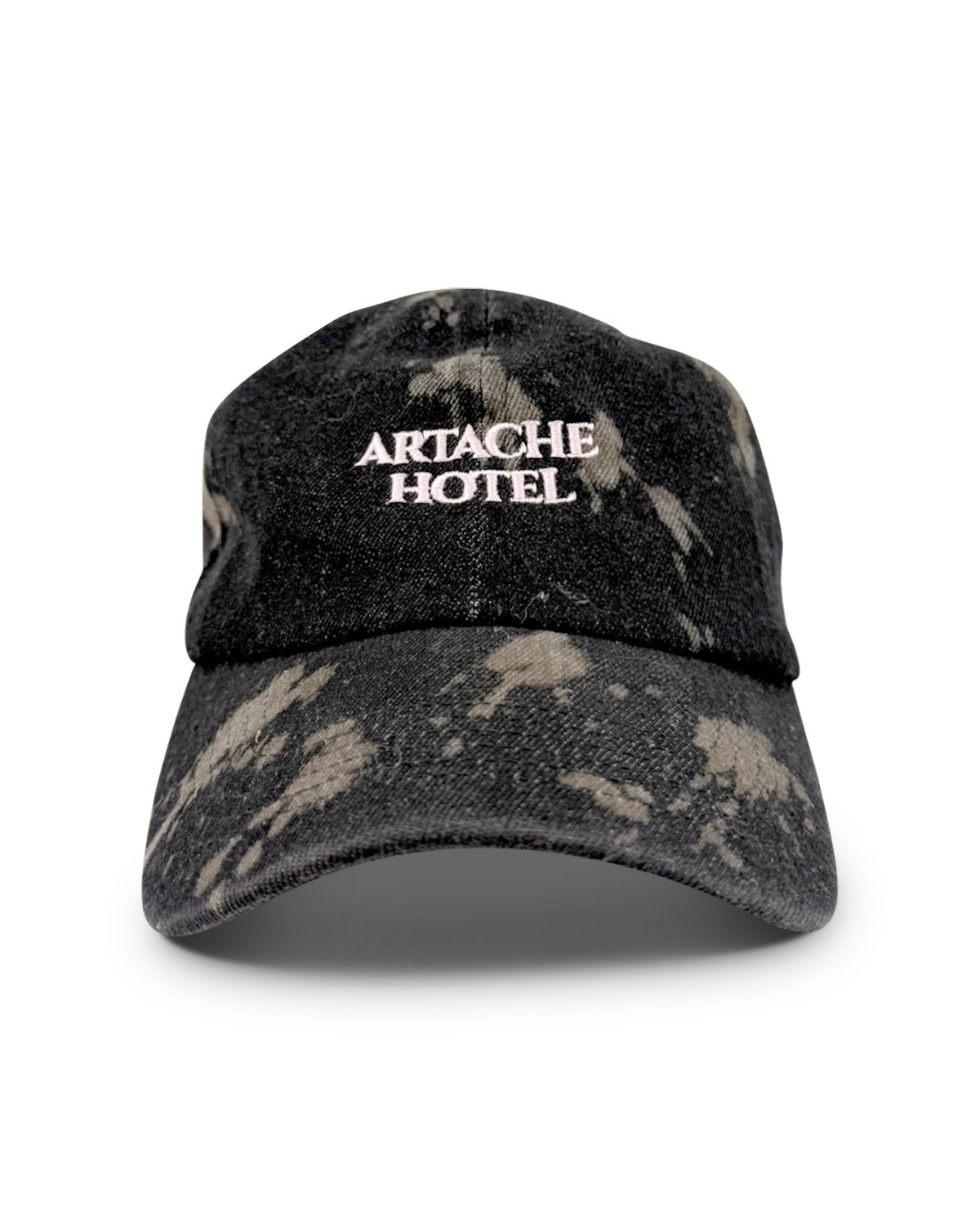 ArtAche Hotel Black Denim Bleached Camo Dad Hat