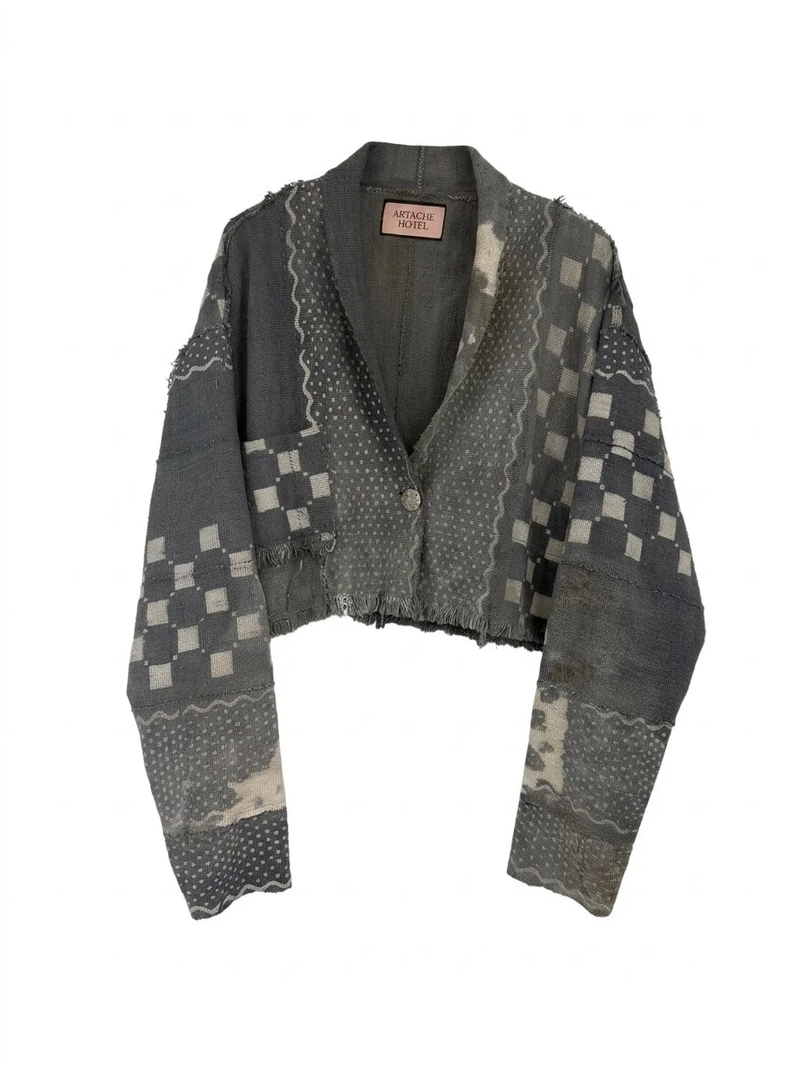 Slate Checker & Indigo Dots Short Riding Jacket