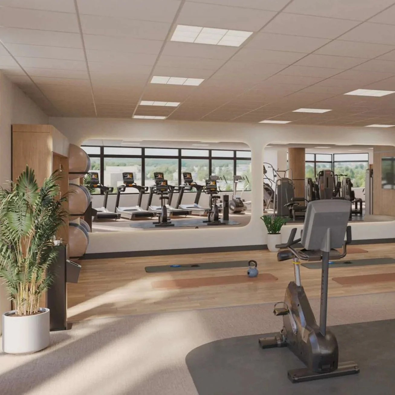 24-hour fitness center with NYC views