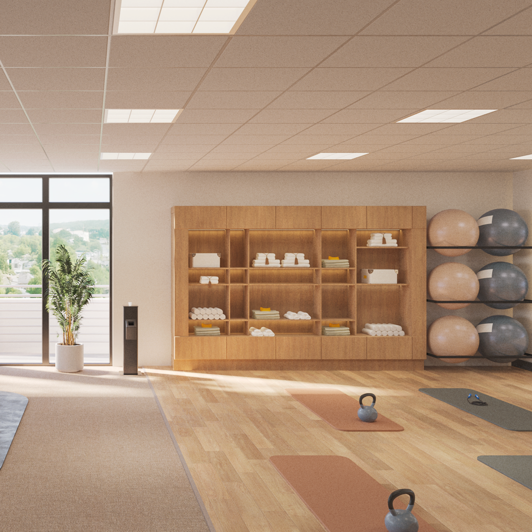 24-hour fitness center with NYC views