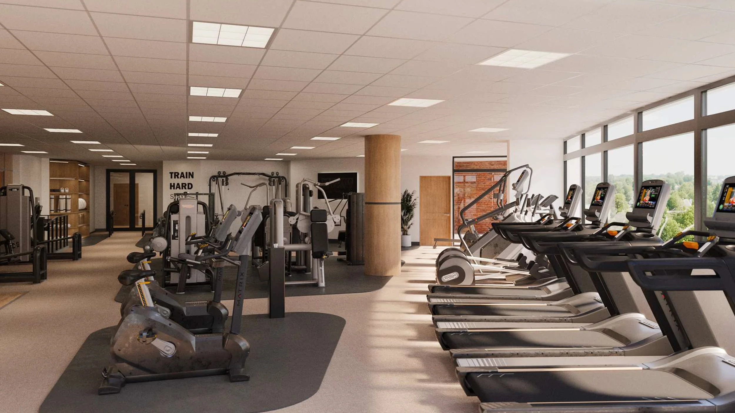 24-hour fitness center with NYC views