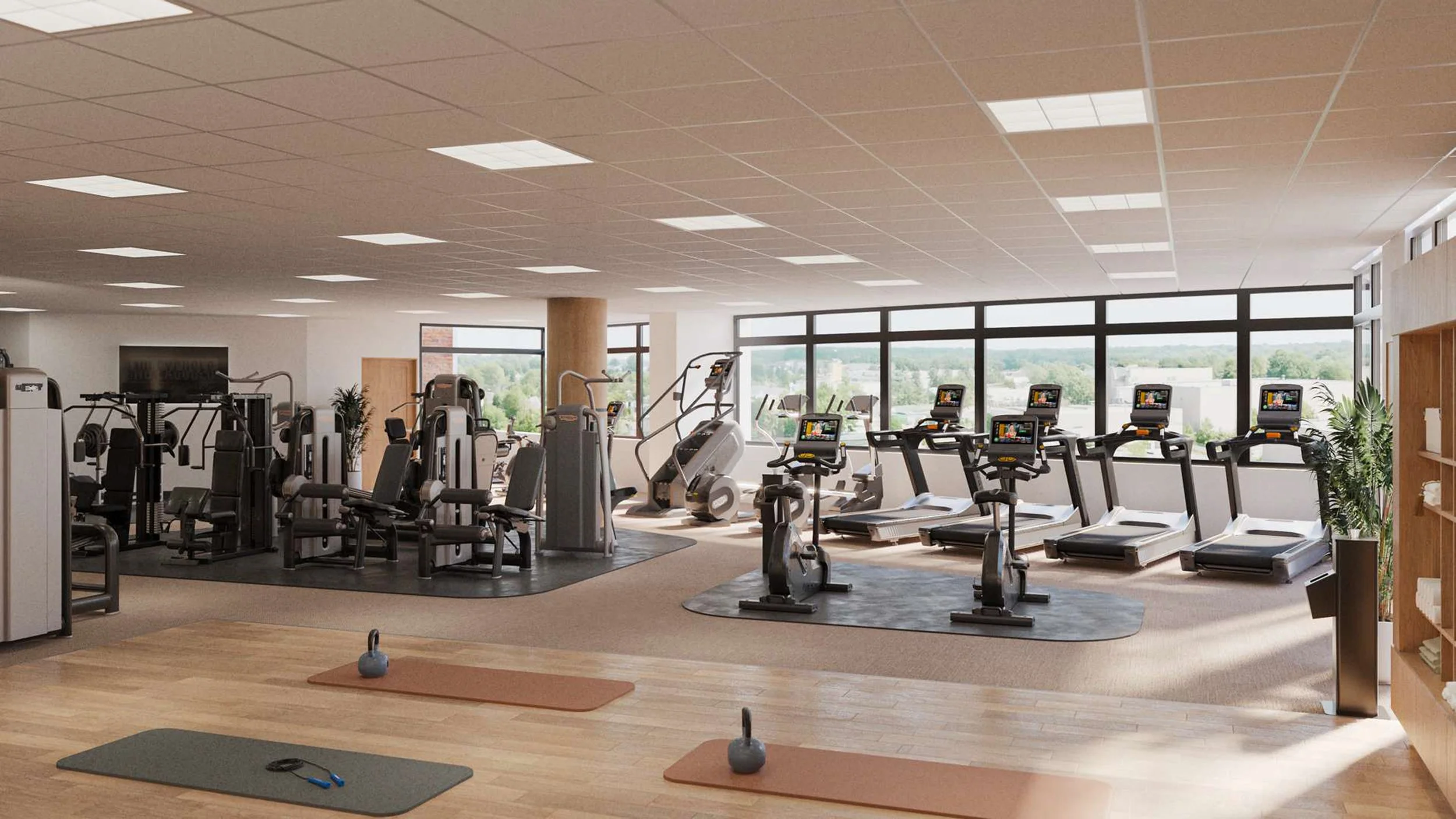 24-hour fitness center with NYC views