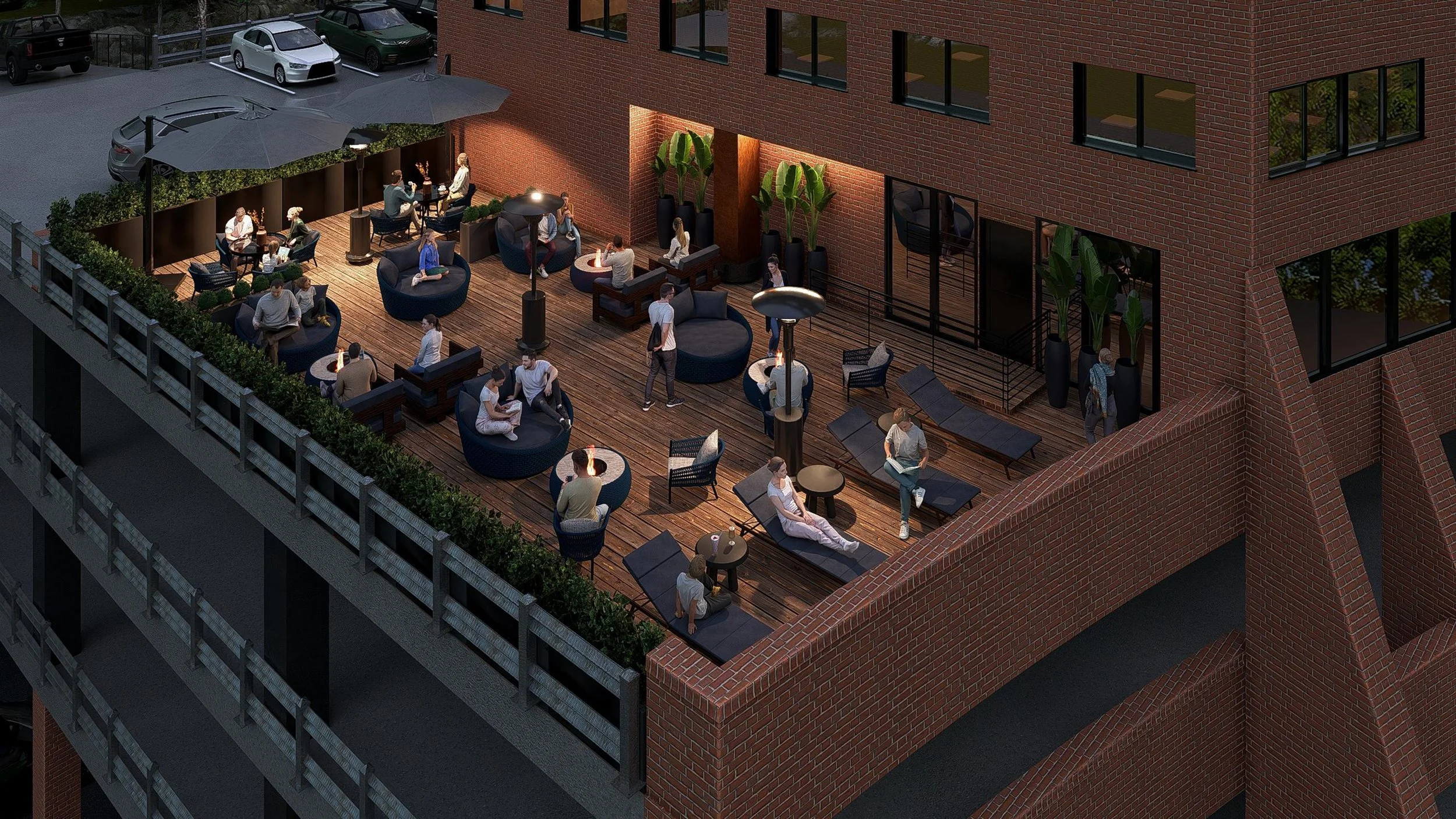 Relax on spacious resident-only deck