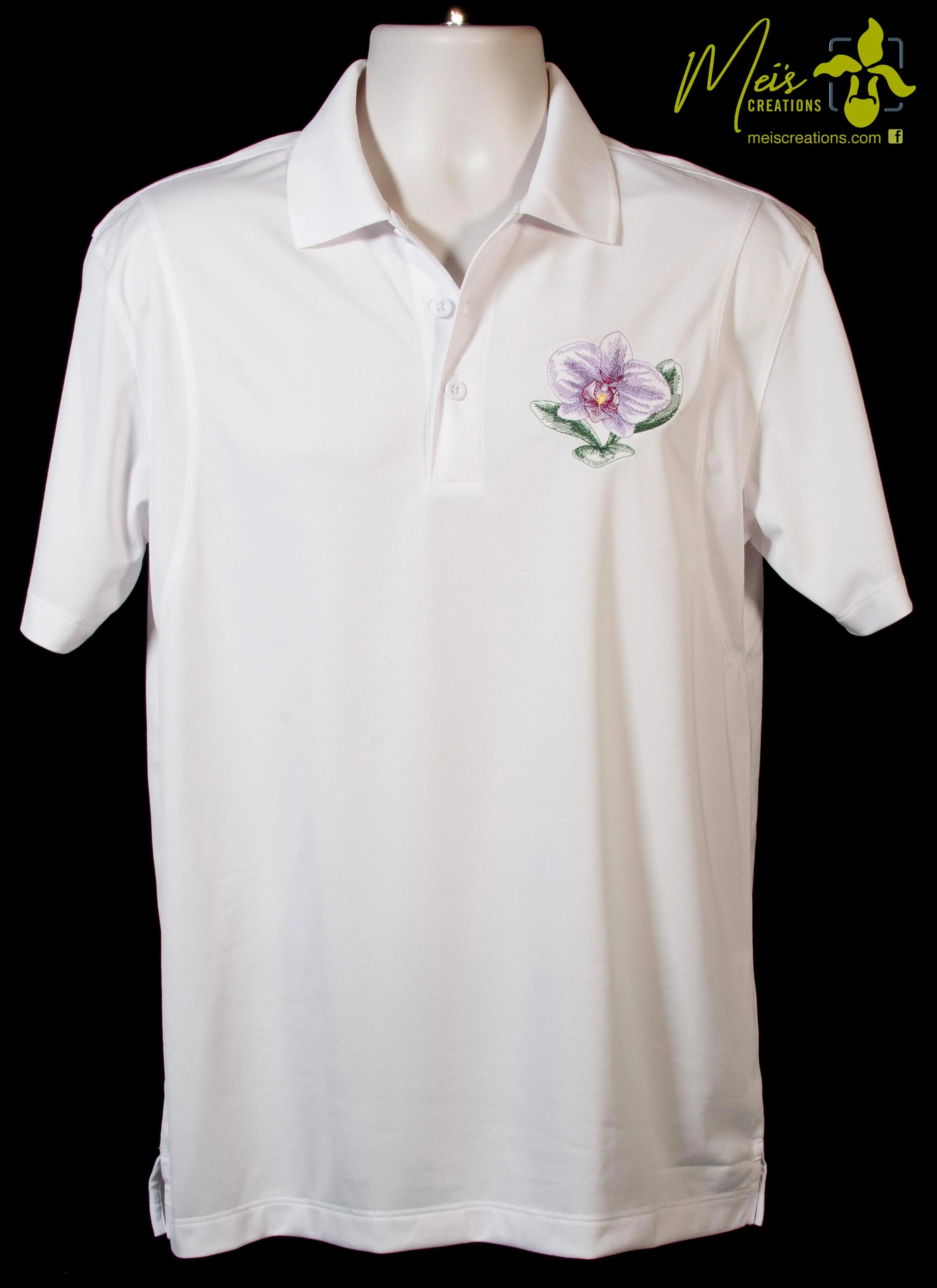 Men's Phalaenopsis Orchid Embroidered Polo Shirt