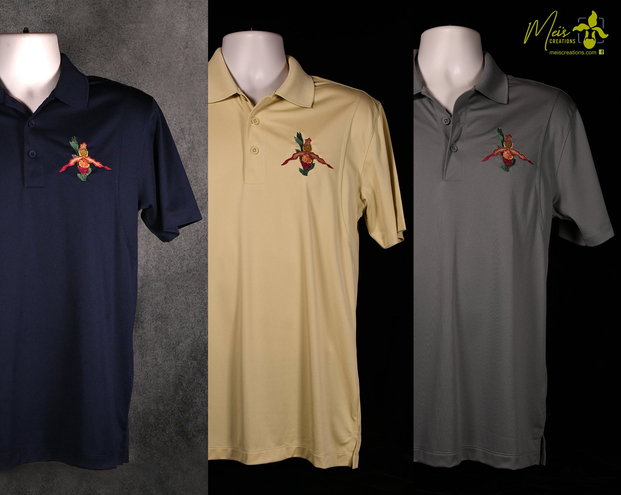 Men's Phragmipedium Orchid Embroidered Polo Shirt