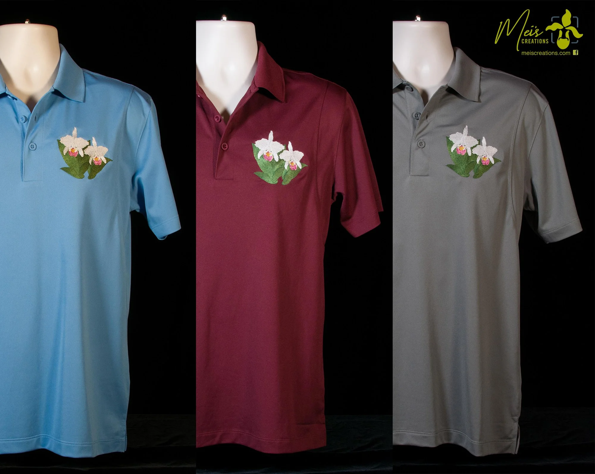 Men's Cattleya Orchid Embroidered Polo Shirt