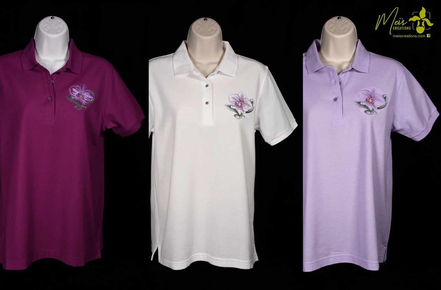 Women's Phalaenopsis Embroidered Polo