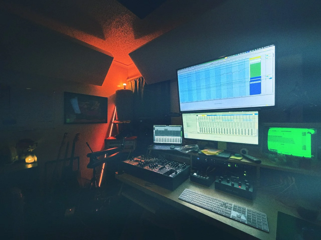 music studio with modular synthesizer