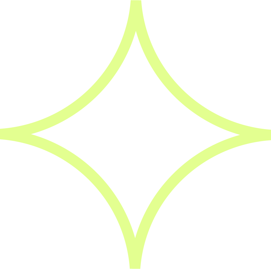 Bright yellow-green star shape with four curved points on a dark background.