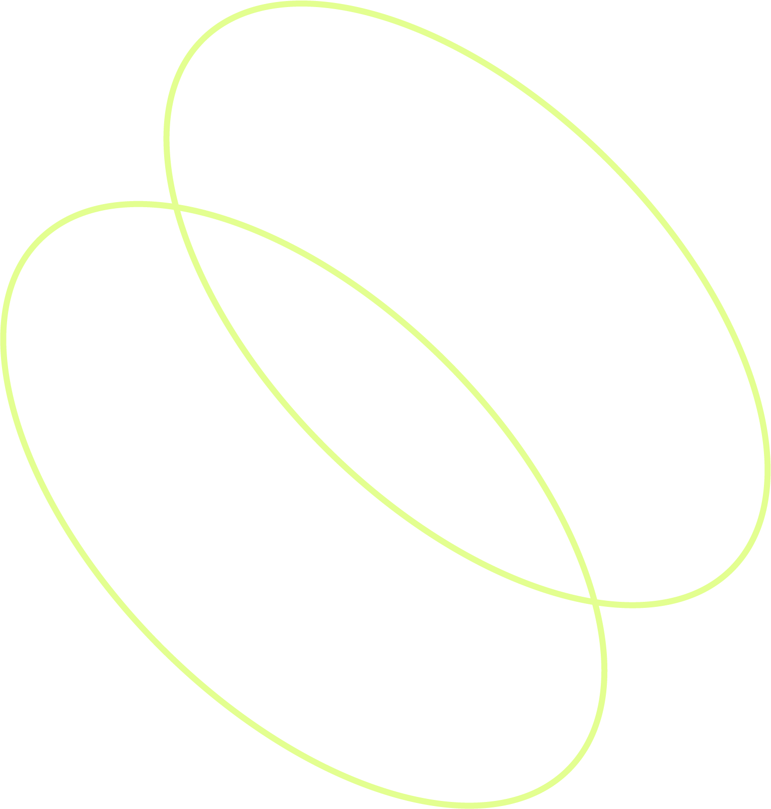 Light green neon loops intertwining on a black background.