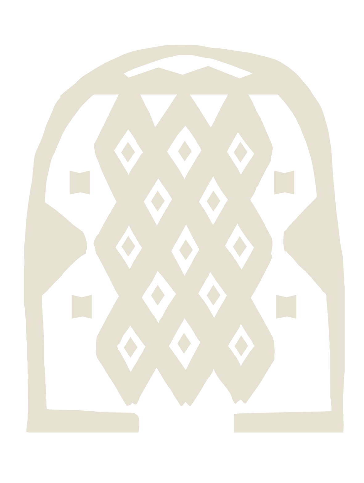 An abstract outline icon with geometric and diagonal lines across a circle shape.