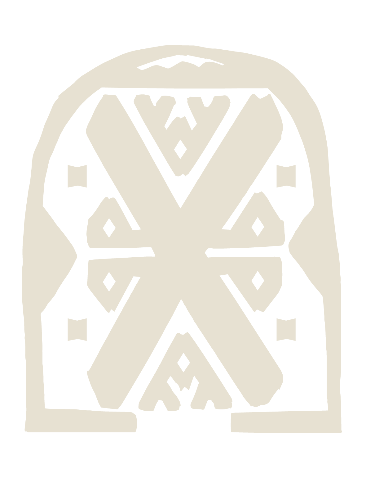 An abstract outline icon with diagonal lines within a circle shape.