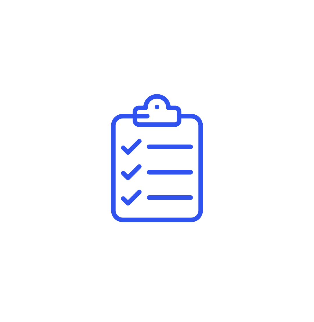 Outline of a clipboard with a checklist and three checked items.