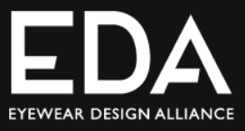 Logo for EDA Eyewear Design Alliance in black and white.