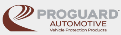 Proguard Automotive logo with brown and gray text and design elements indicating vehicle protection products.