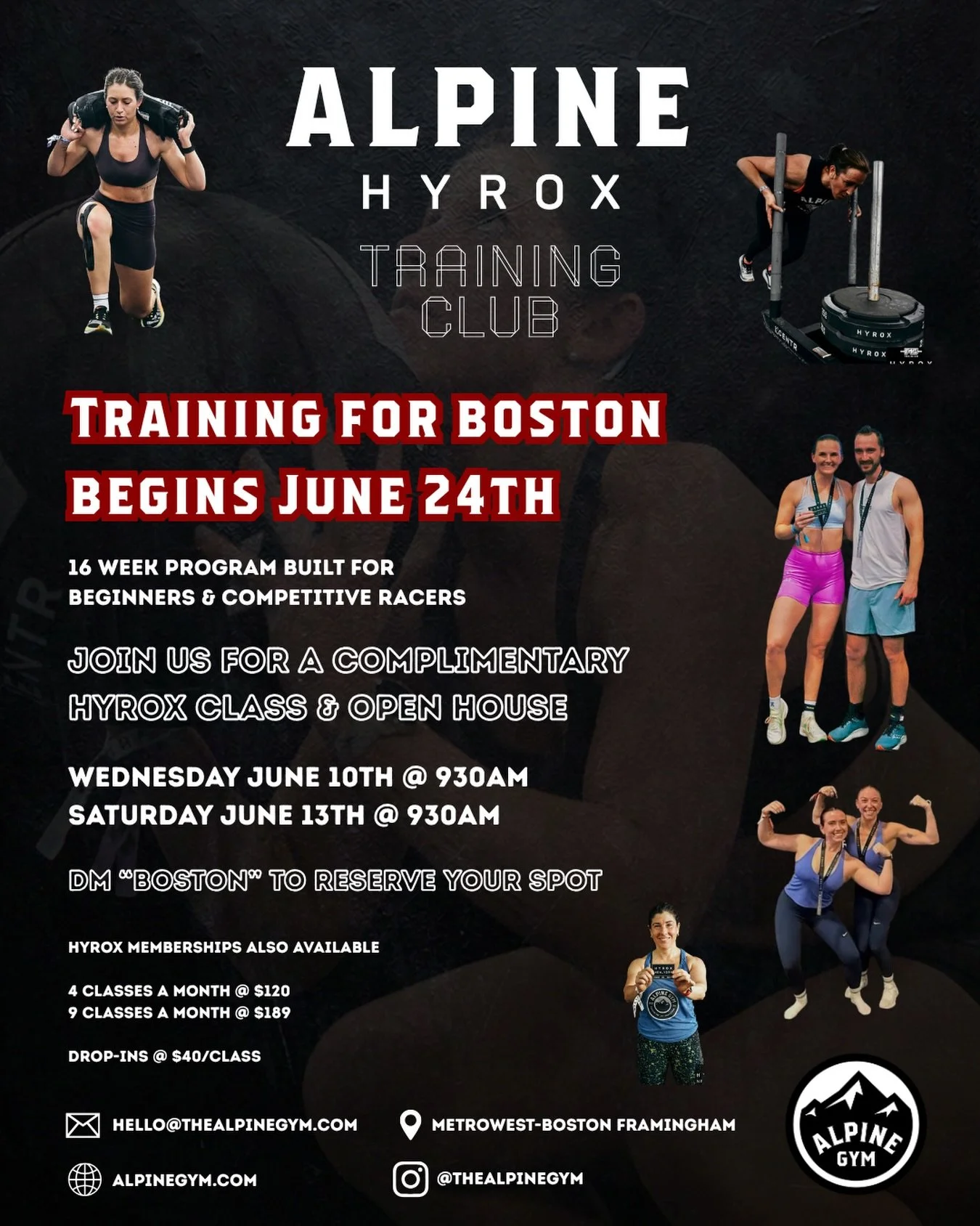 The road to HYROX Boston starts here. Our 16-week training program begins June 24th 🔥 

This program is built for beginners stepping onto the floor for the first time and competitive racers fine-tuning for race day.

Curious? Come try it out. We&rsq