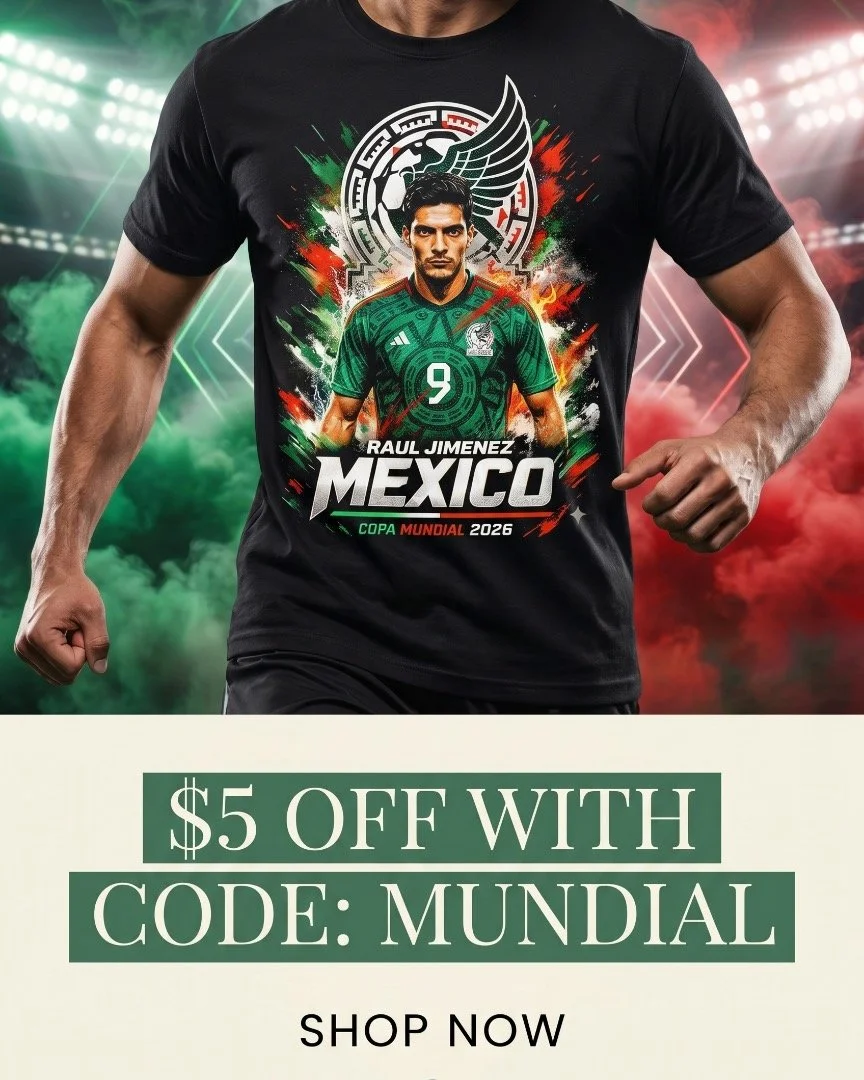 Rep your colors and stand out in the crowd! 🇲🇽🔥
Gear up for the world stage with our exclusive Ra&uacute;l Jim&eacute;nez Mexico World Cup tribute shirt. Designed for the true fans who live and breathe the game. Comfort, style, and pure passion al