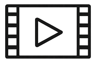 Image of a video player icon on a film strip background