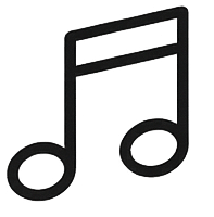 Outline of musical note with two eighth notes