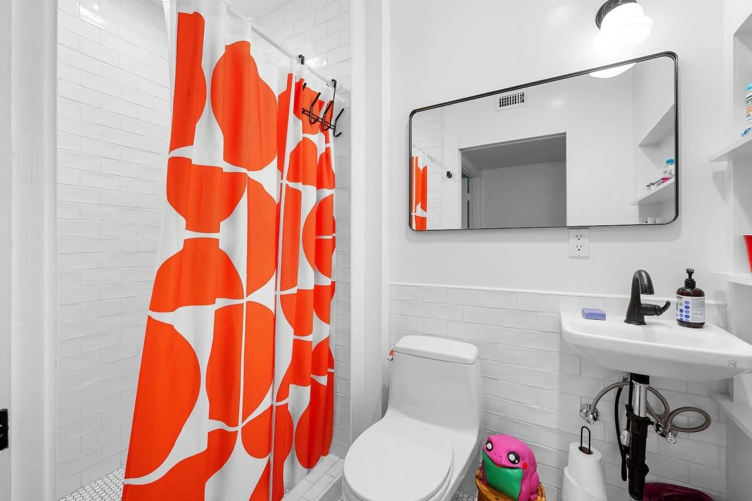 Reimagined space: a bathroom carved from a former hallway closet