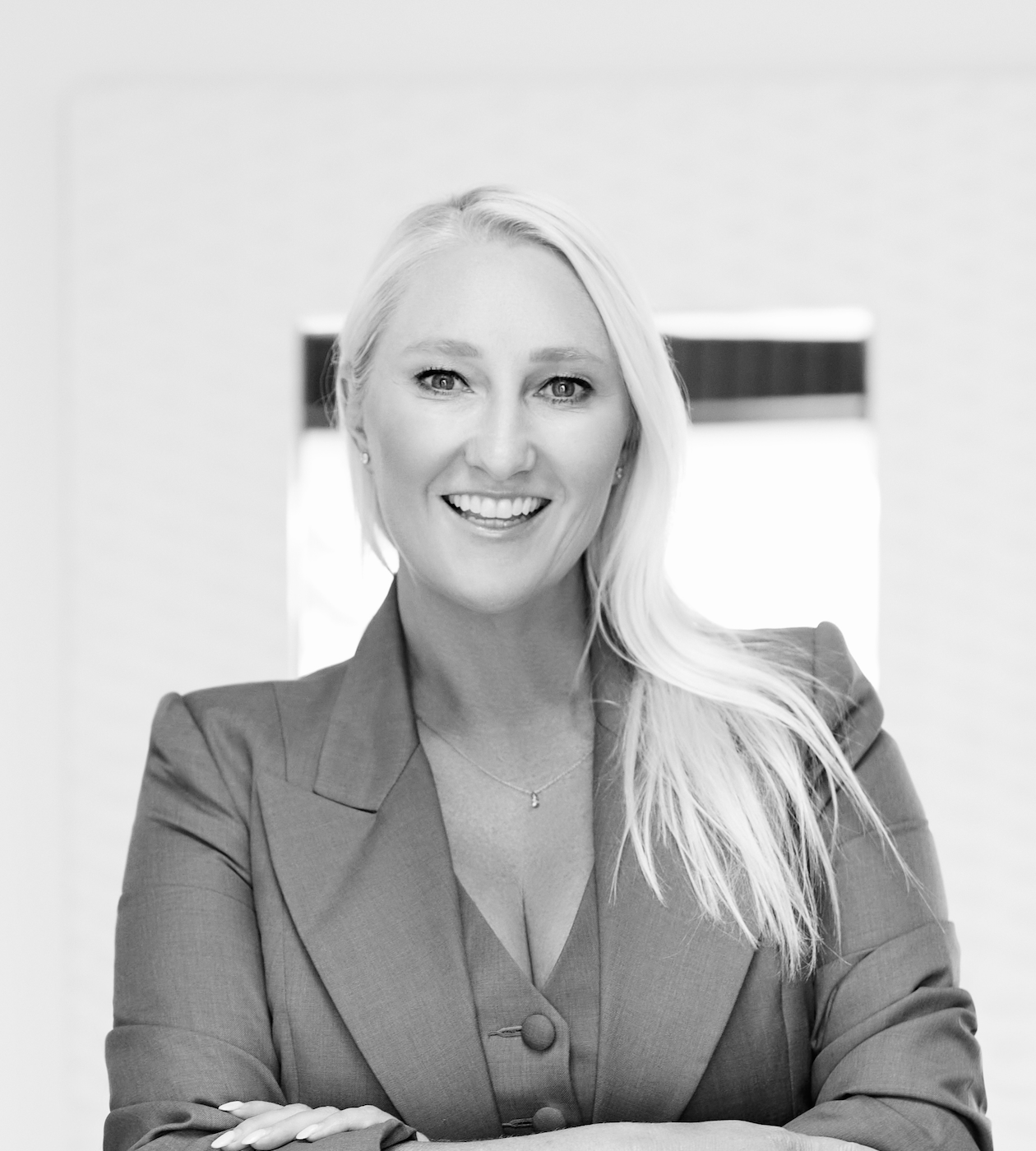 A black and white photo of Revved founder Rochelle Moffitt.