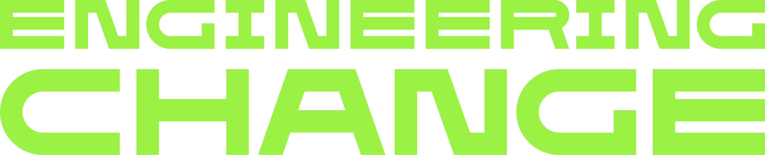 Text in bold and bright green reads, 'Engineering Change'.