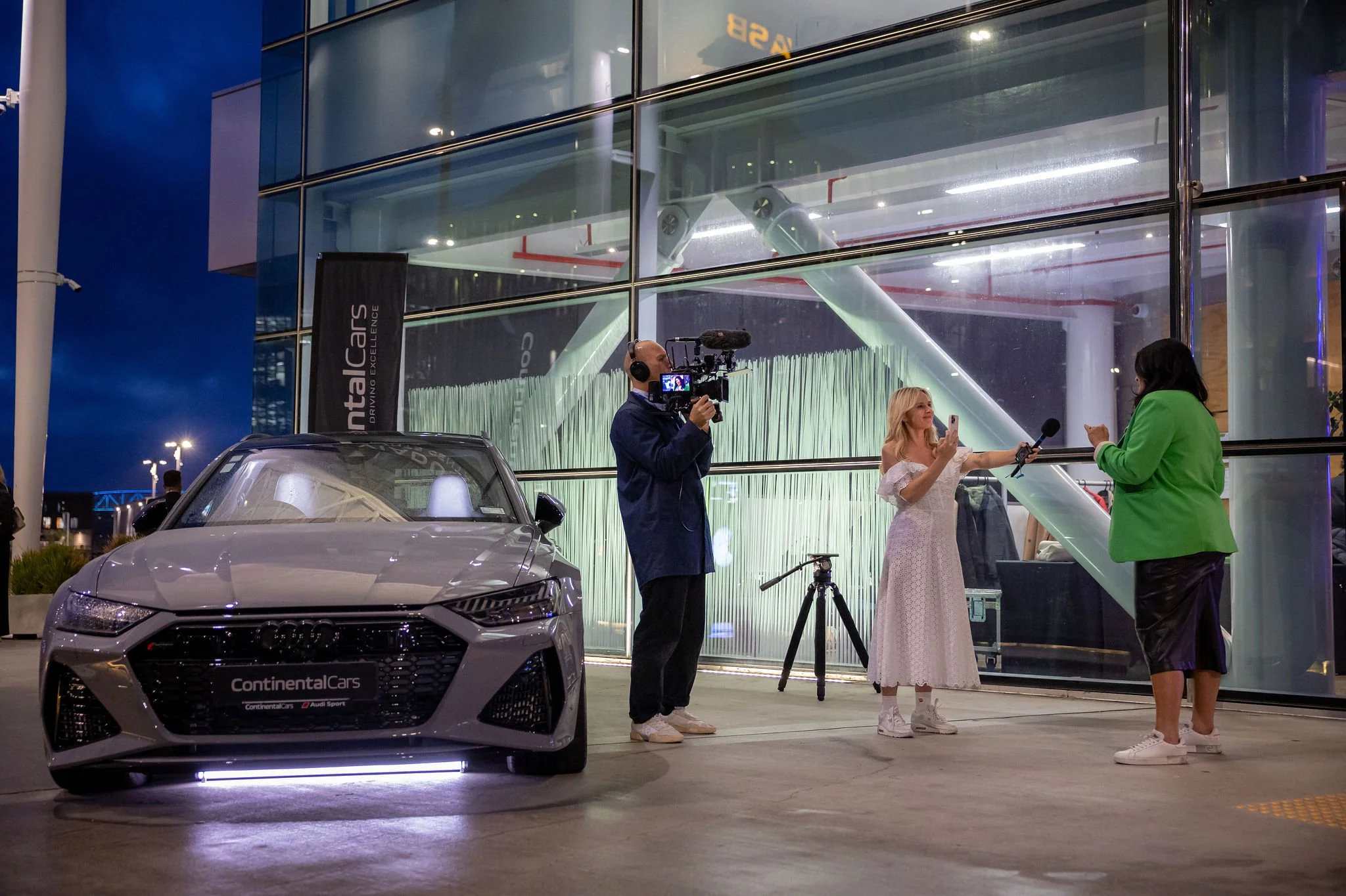 A silver Audi car at a Revved event